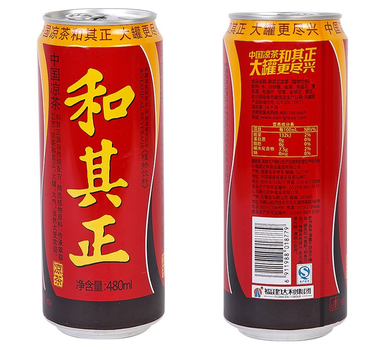 和其正凉茶480ml*12/箱 达利 大罐更尽兴