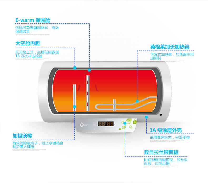 威博电热水器weberx860银色60升速热智能家庭洗澡用节能