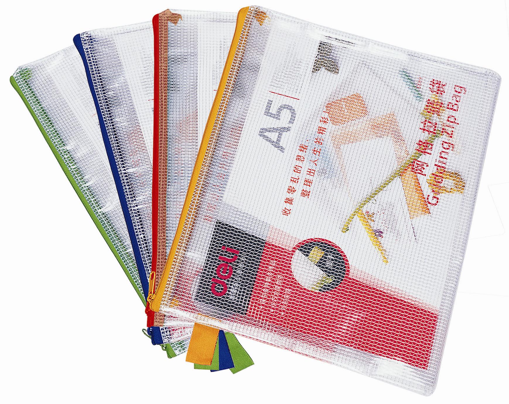 得力拉链袋5591 文件袋 网格袋 a5文件袋公文袋拉边袋资料袋防水 黄色